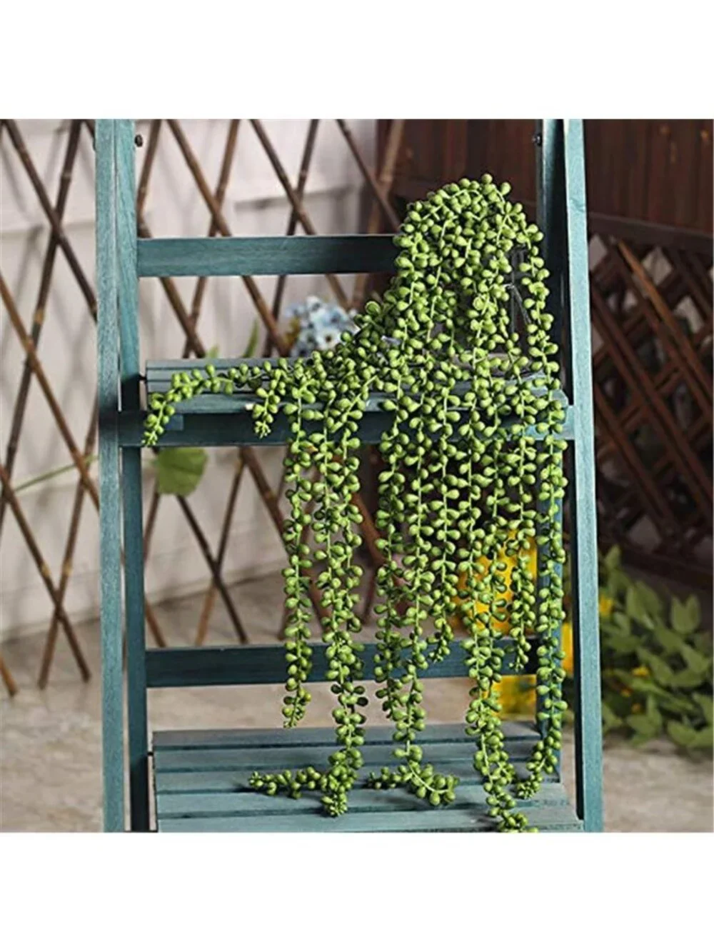 Artificial Hanging String Of Pearls Plant Green PVC Succulent Home Decor 4 Pack